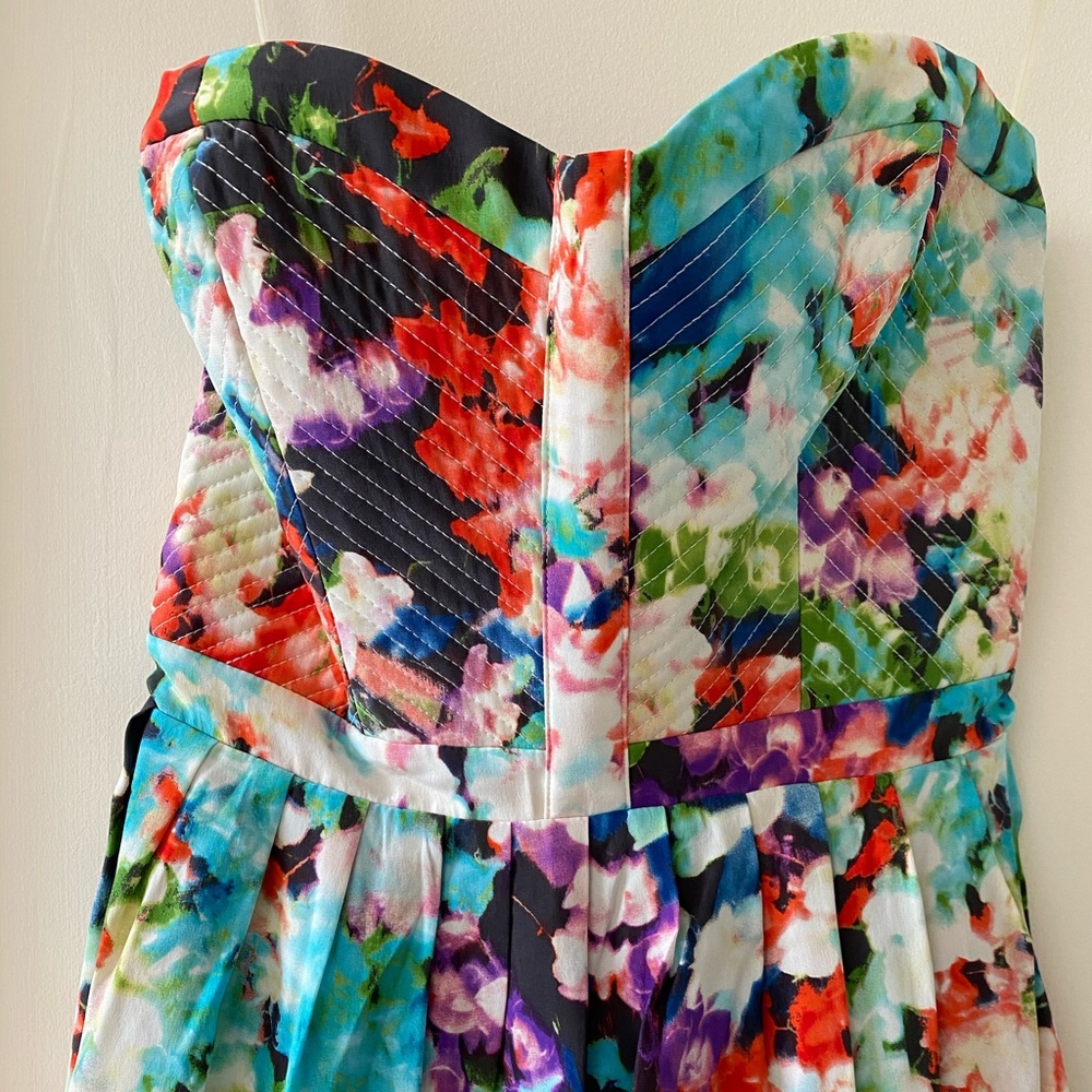 Parker Silk Strapless Floral Mini Dress